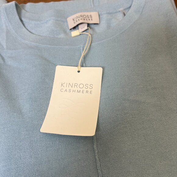Pastel Blue Cashmere Long Sleeve Hi-Low Crewneck Softgirl Cozy Comfortcore Chic - Picture 5 of 12